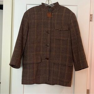 Vintage Wool Harve Bernard Check Plaid Chore Hunting Coat